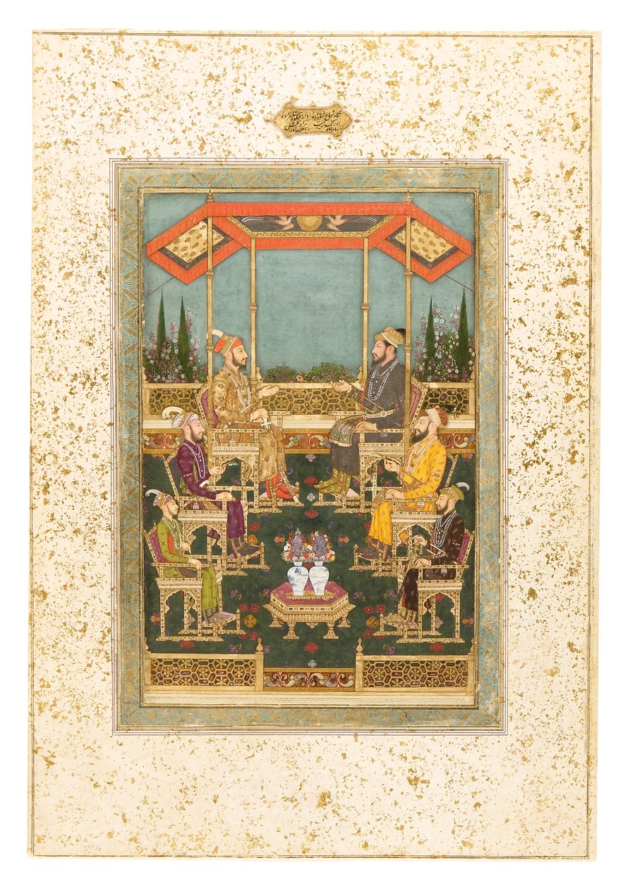 A Gathering of Princes, kolem 1710 (neprůhledné wc a zlato na papíře) od Bhawani Das