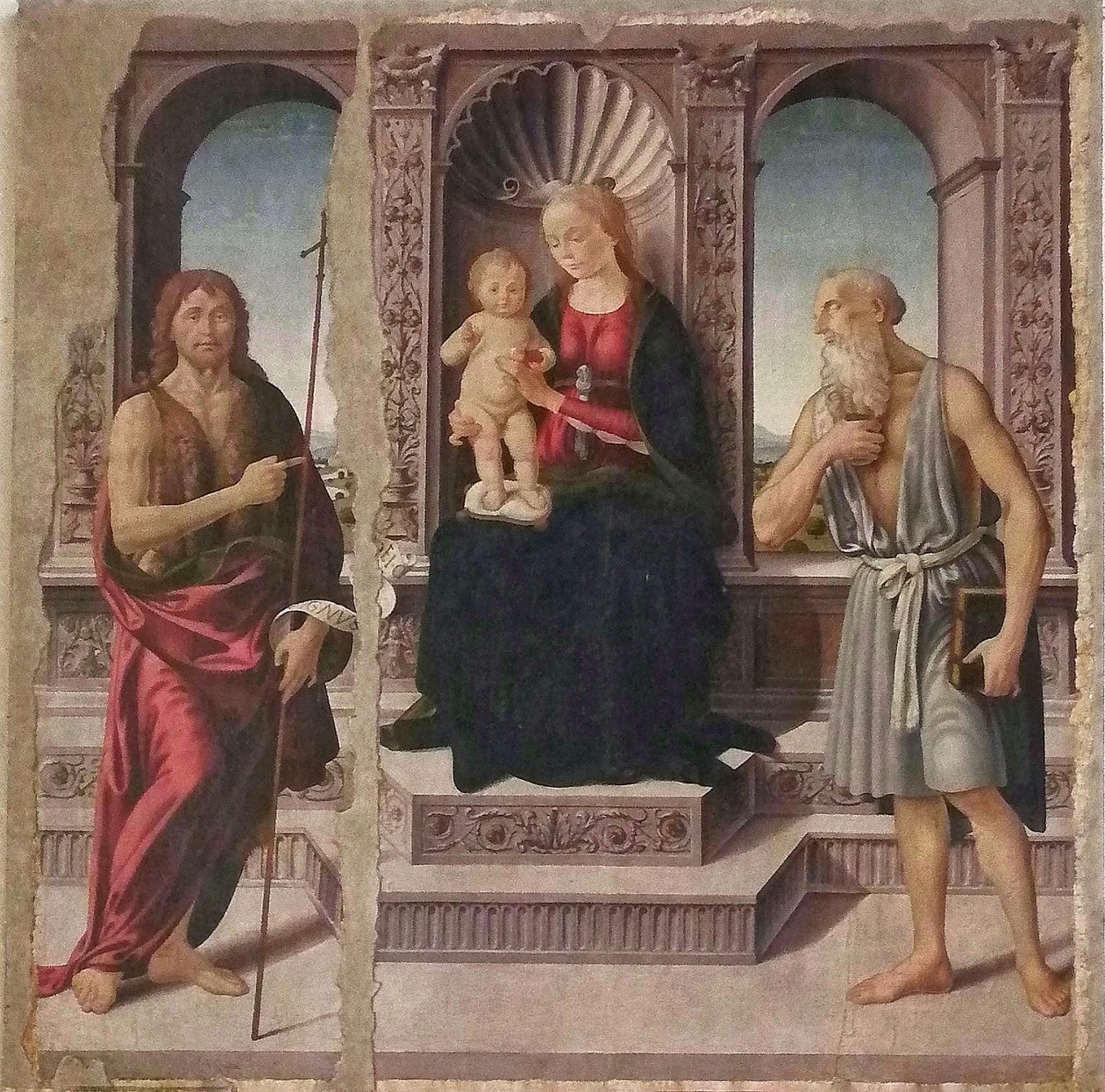 Madona s dítětem na trůně se svatými Janem Křtitelem a Jeronimem od Biagio d