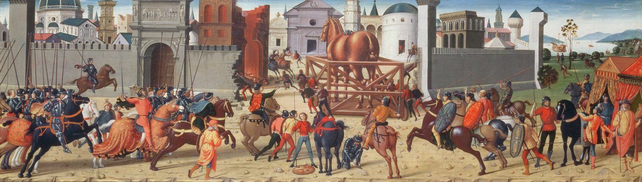 The Siege of Troy II: The Wooden Horse, c.1490-95 (viz také 69652) od Biagio di Antonio