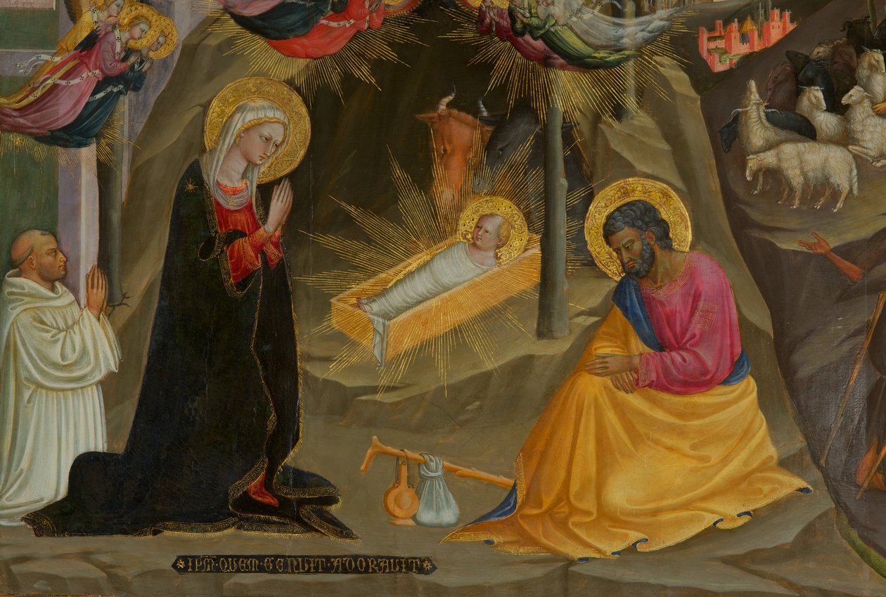 Detail z Narození Páně (tempera na dřevě) od Bicci di Lorenzo
