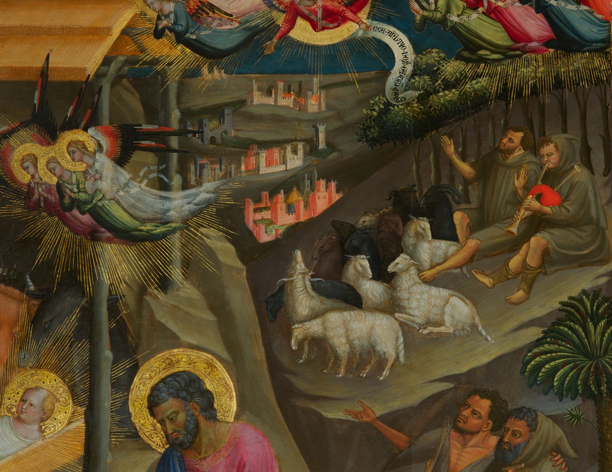 Detail z Narození Páně (tempera na dřevě) od Bicci di Lorenzo
