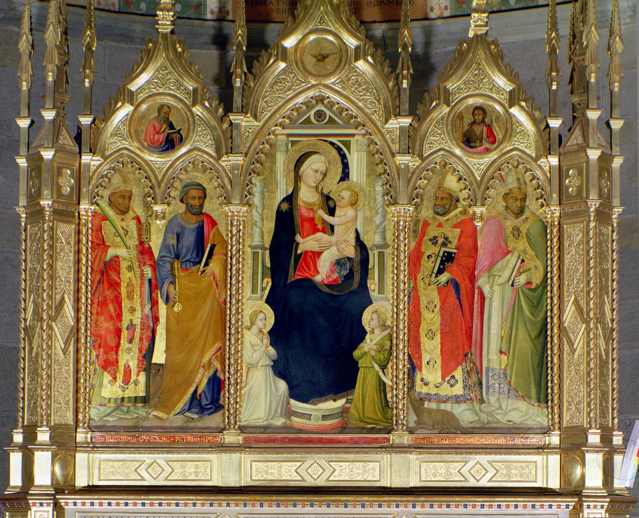 Madona s dítětem a světci (tempera na desce) (viz 139091) od Bicci di Lorenzo