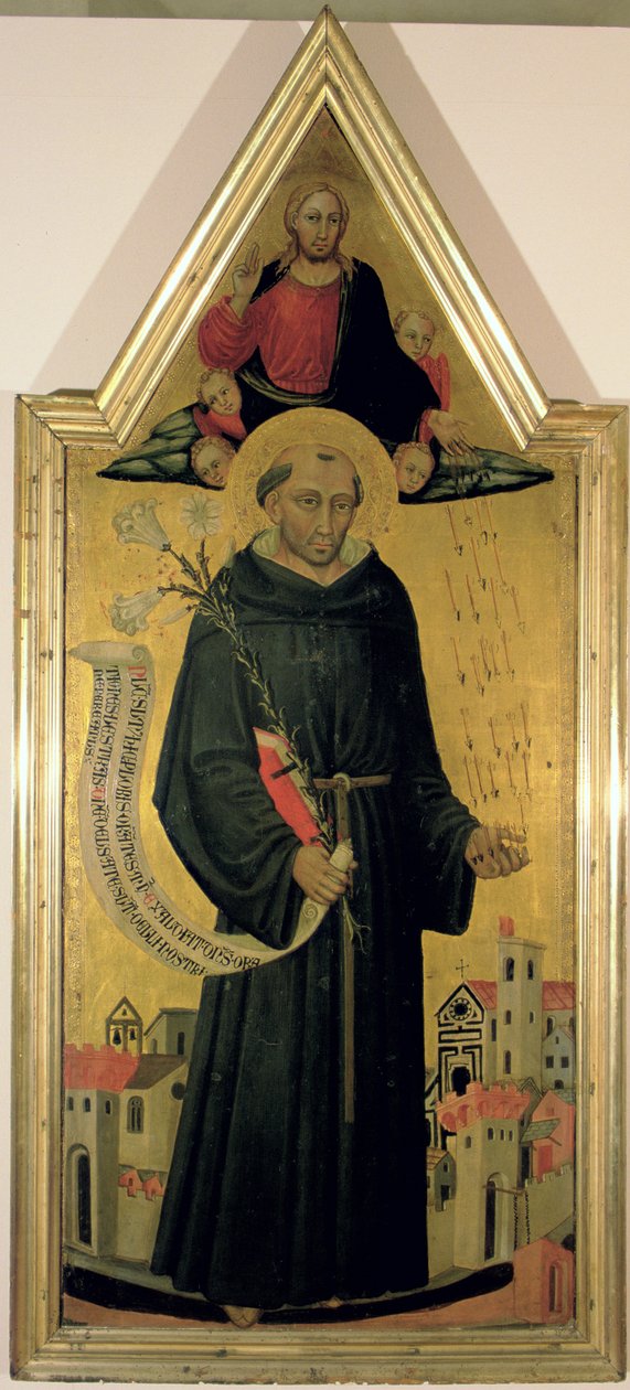 Mikuláš z Tolentina (asi 1246-1305) Ochrana Empoli před morem, 1445 (tempera se zlacením na panelu) od Bicci di Lorenzo