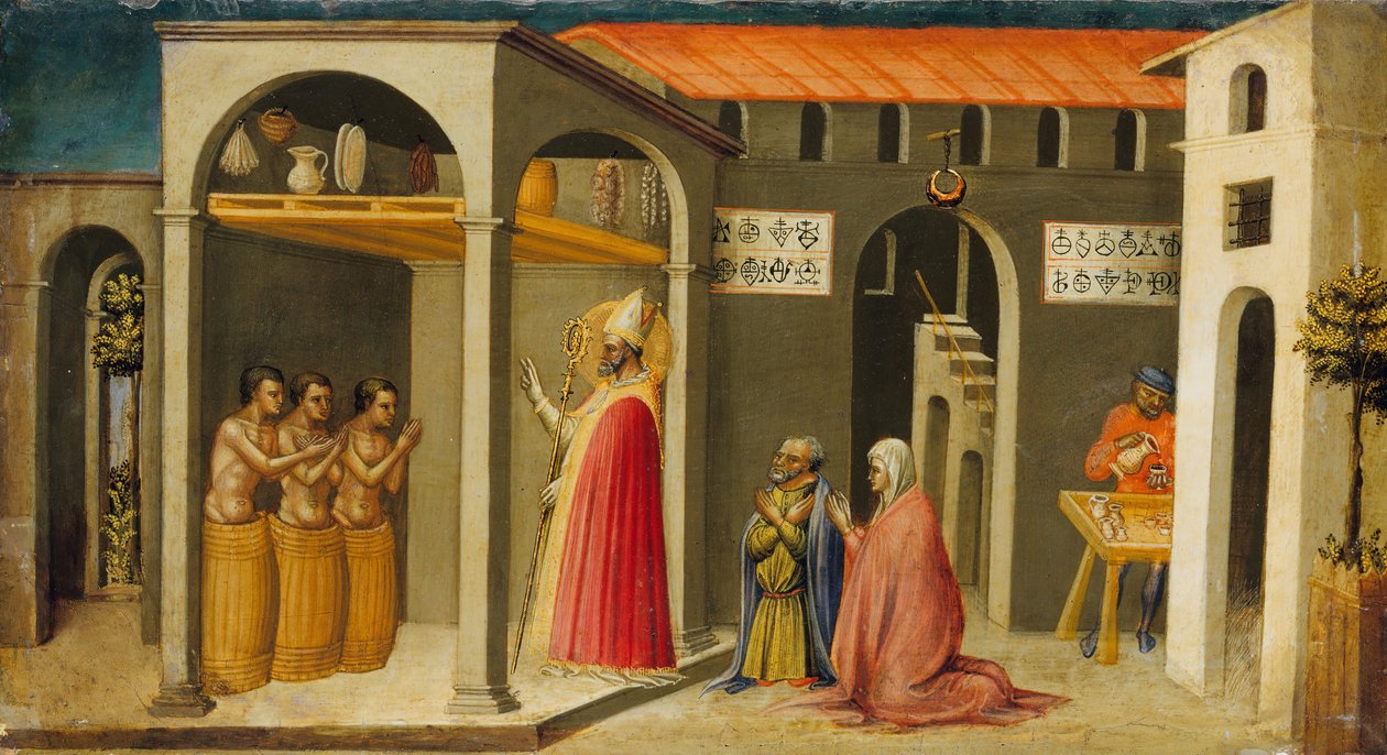 Svatý Mikuláš resuscituje tři mládí, 1433-35. od Bicci di Lorenzo