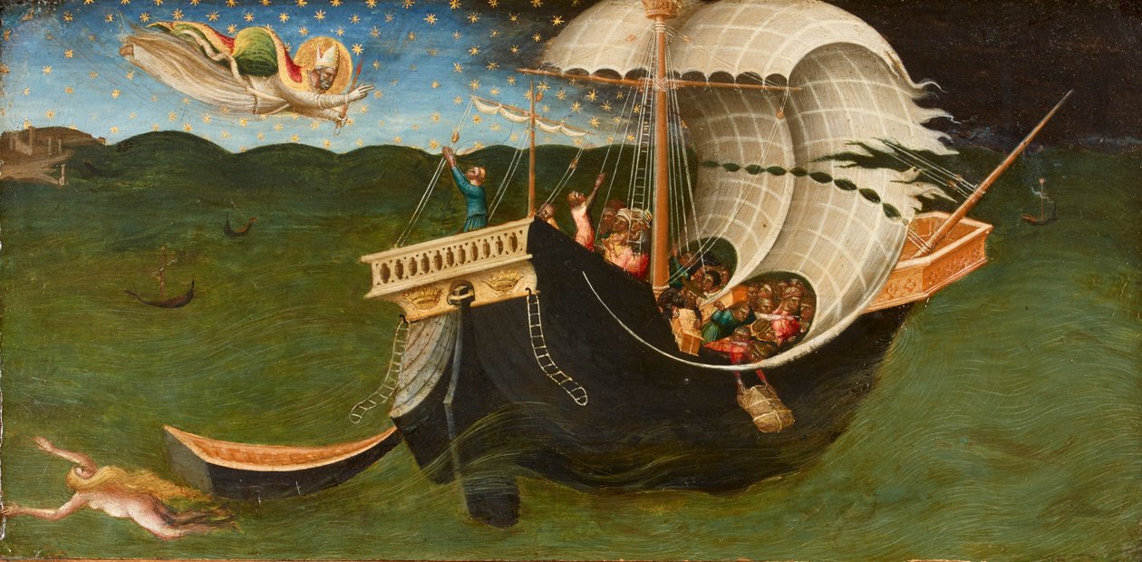 Svatý Mikuláš z Bari zahání bouři, 1433-1435 od Bicci di Lorenzo