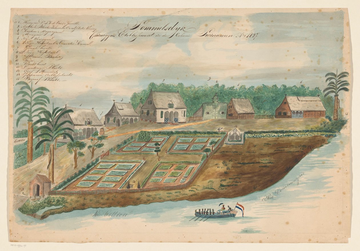 Pohled na Sommelsdijk v Surinamu od Bienfait (signed by artist)