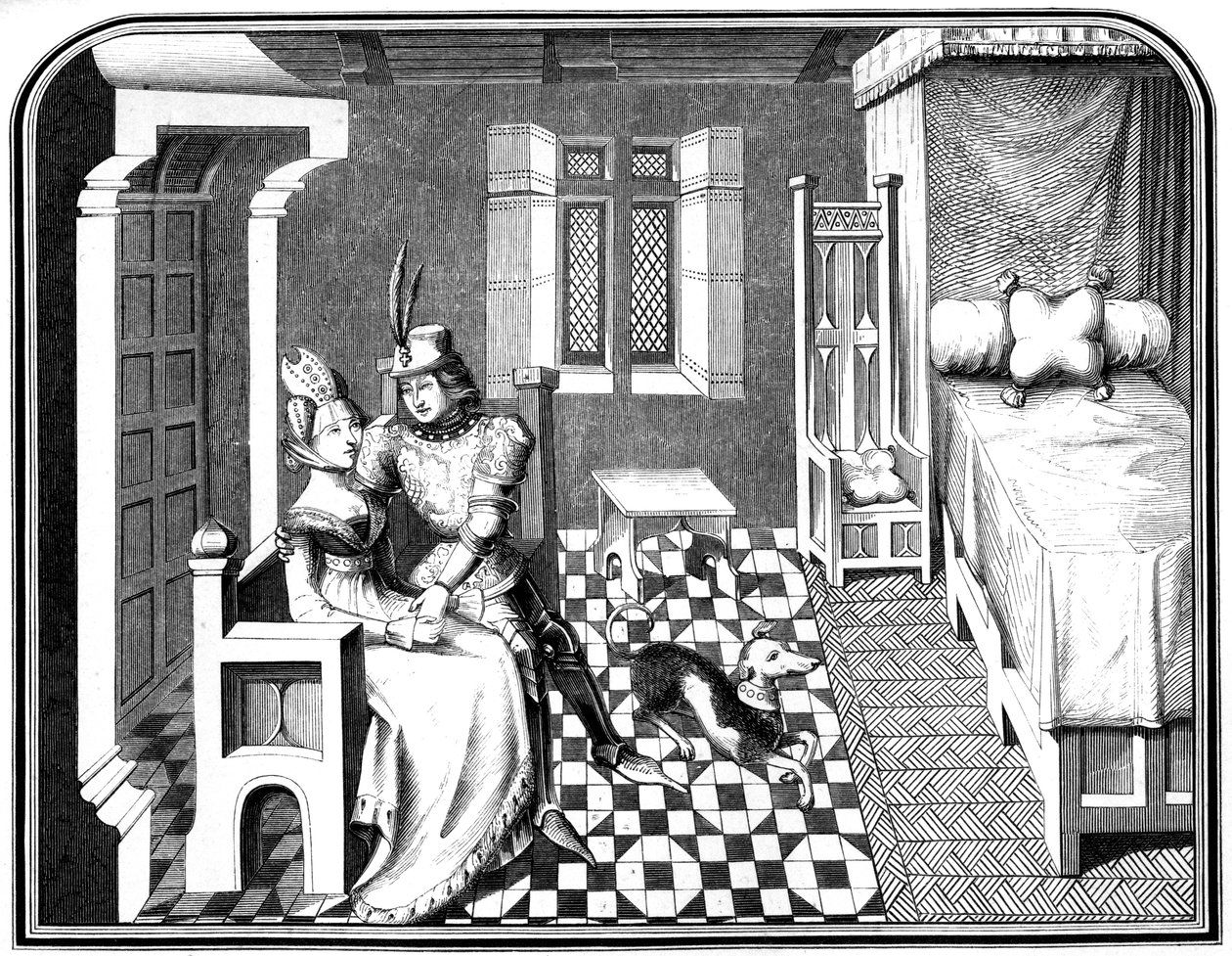 Rytíř a dáma, 15. století 1849. od Bisson and Cottard