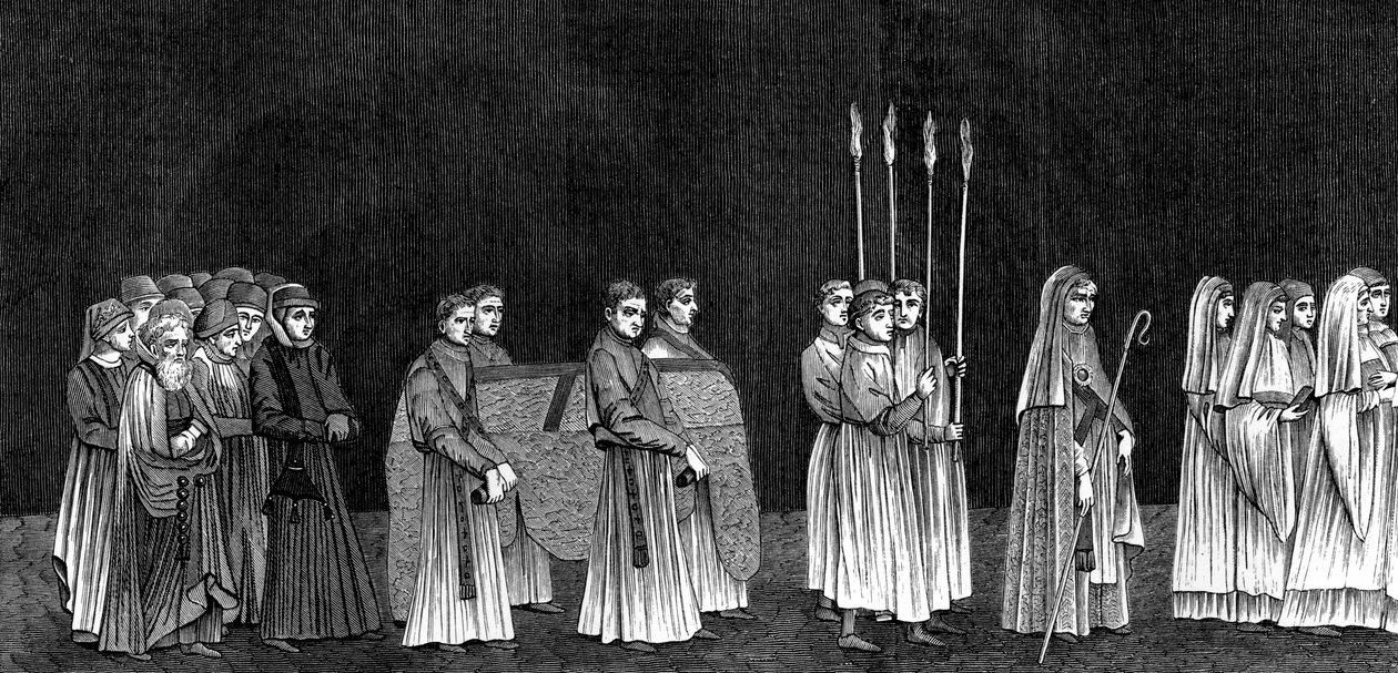 Rektor univerzity a průvod mnichů z opatství Saint-Victors, 15. století 1849. od Bisson and Cottard