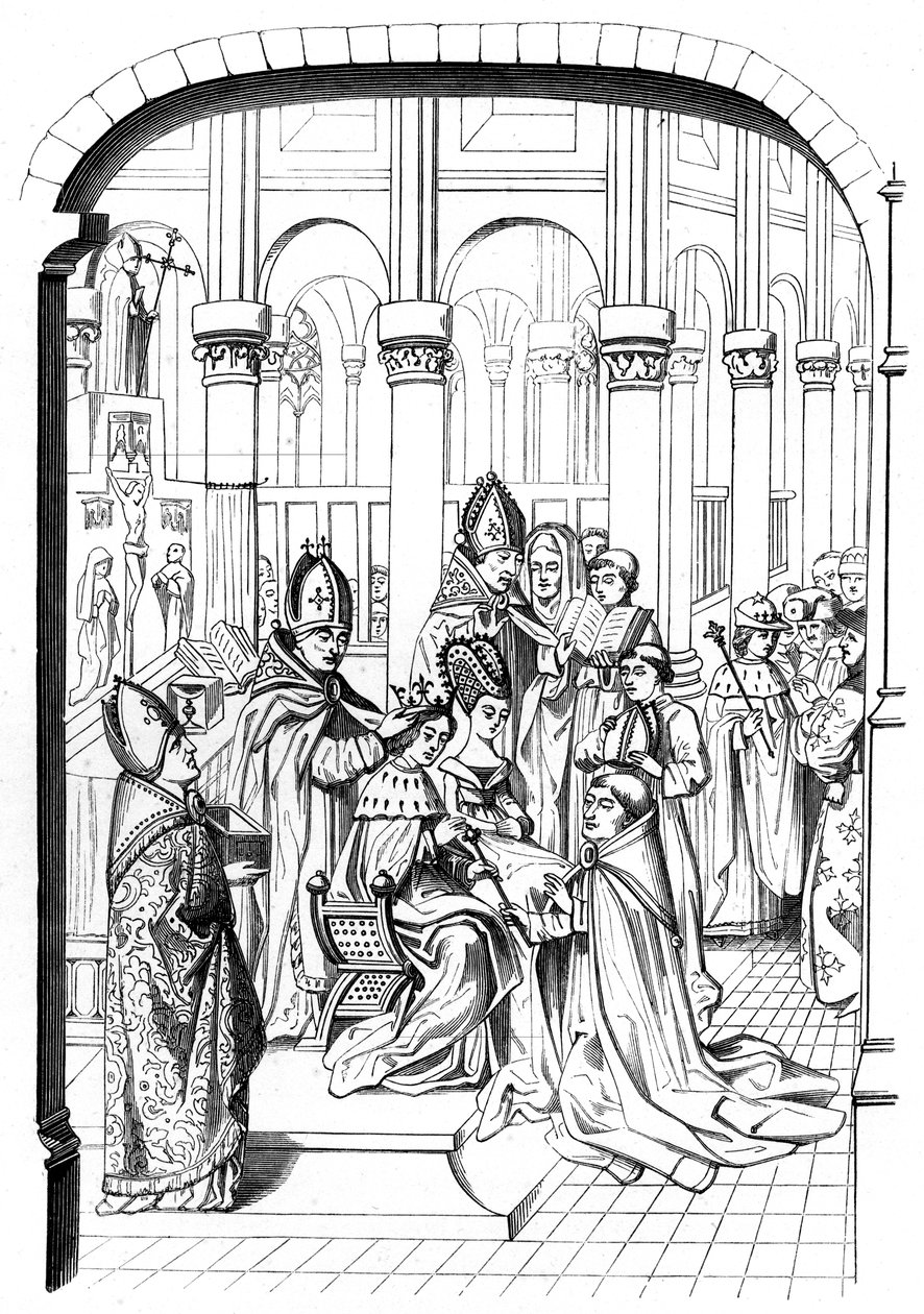 Korunovace francouzského krále Karla V. 1337-1380, 14. století 1849. od Bisson and Cottard