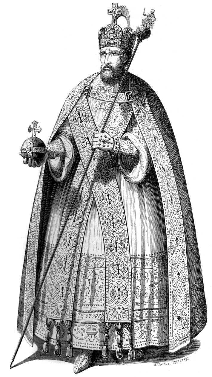 Kostým, který nosili císaři během korunovací od dob Karla Velikého, 1579 1846. od Bisson and Cottard