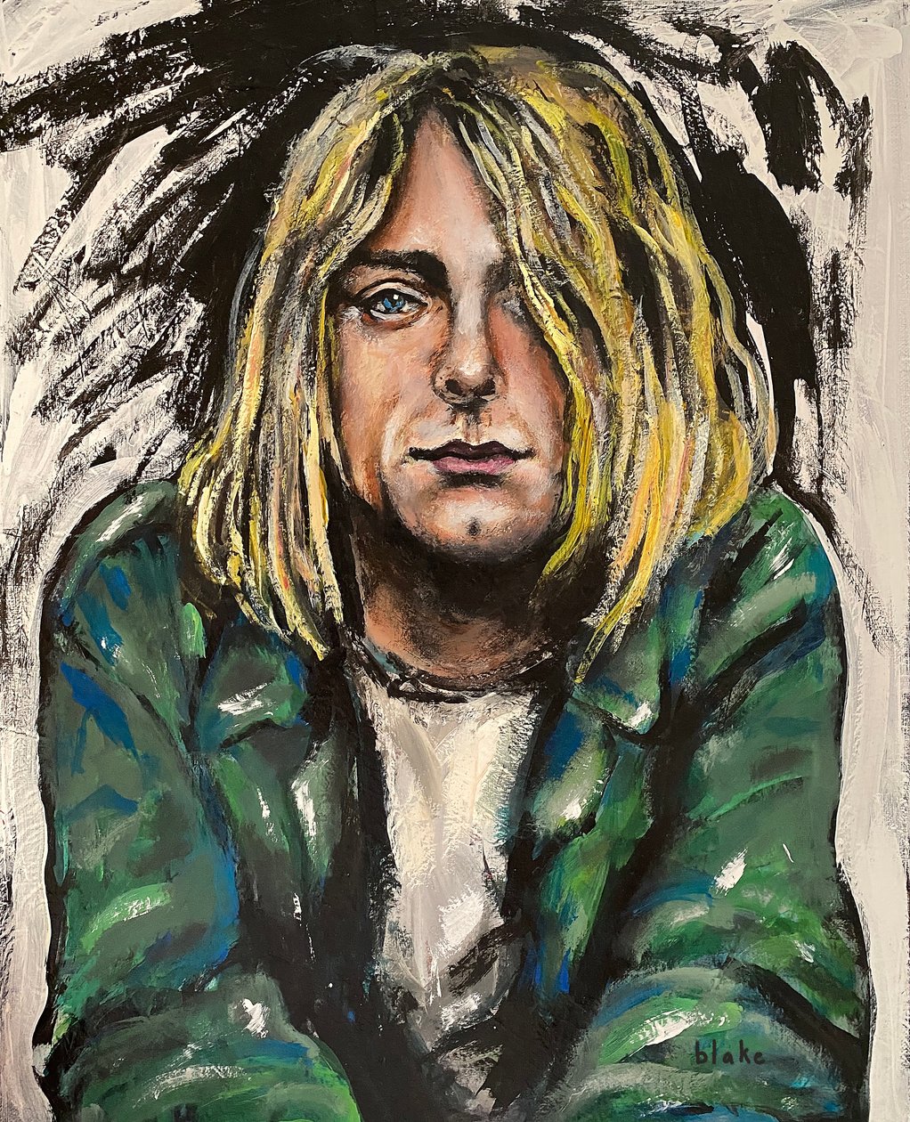 Kurt Cobain, cca 2020 (akryl na plátně) od Blake Munch