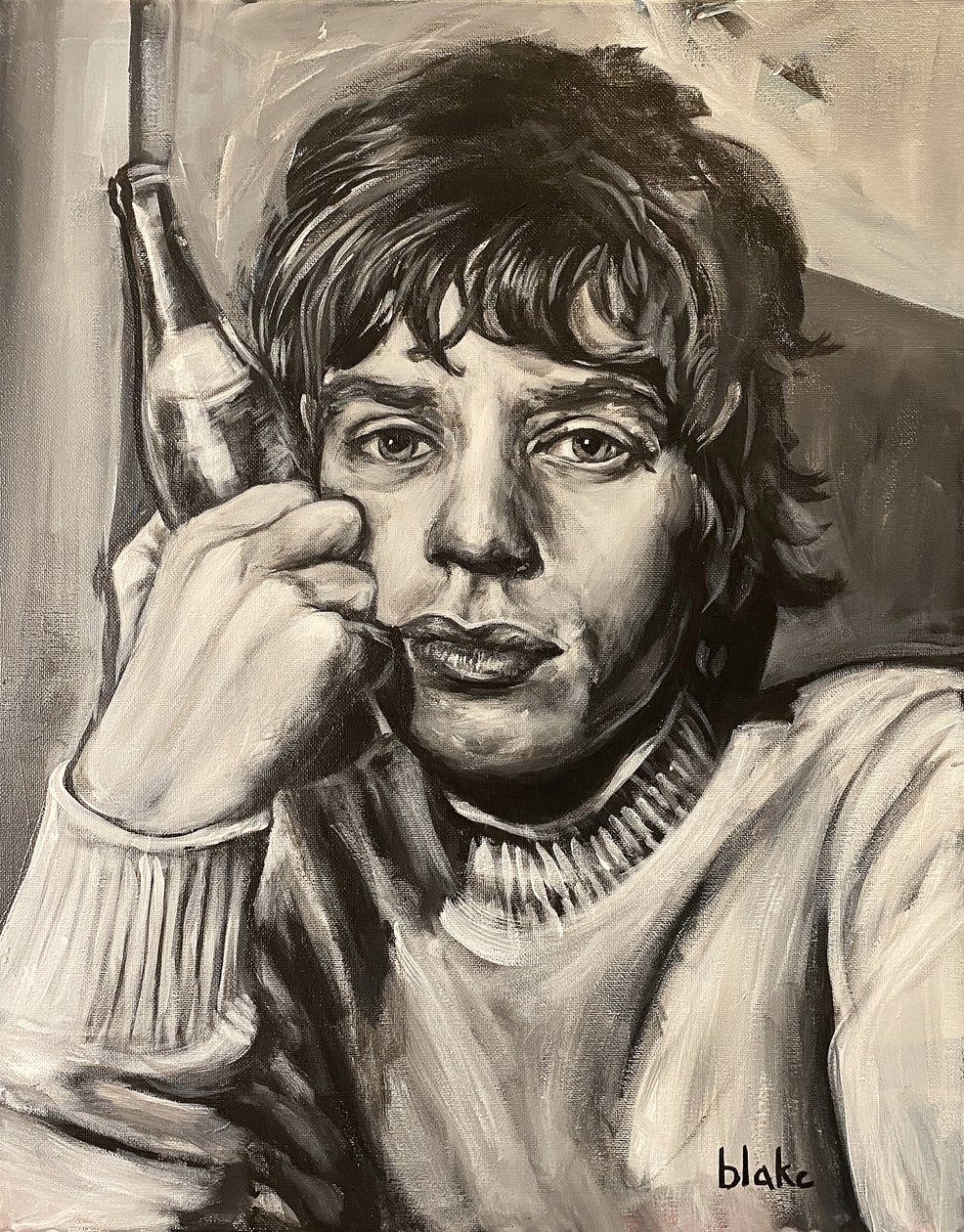 Mick Jagger, cca 2021 (Akryl na plátně) od Blake Munch