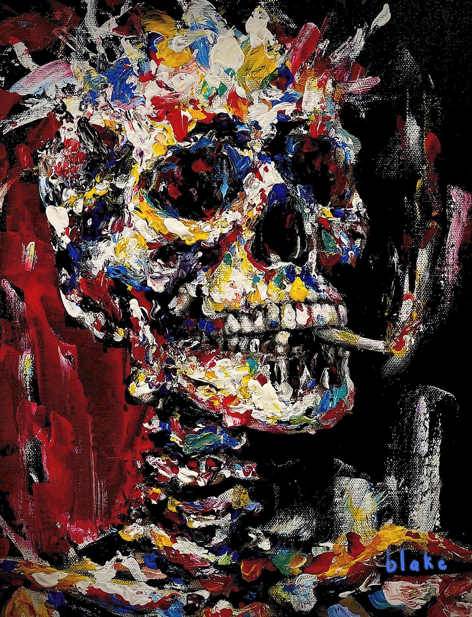 Skull With Spliff, c.2021-22 (Akryl na plátně) od Blake Munch