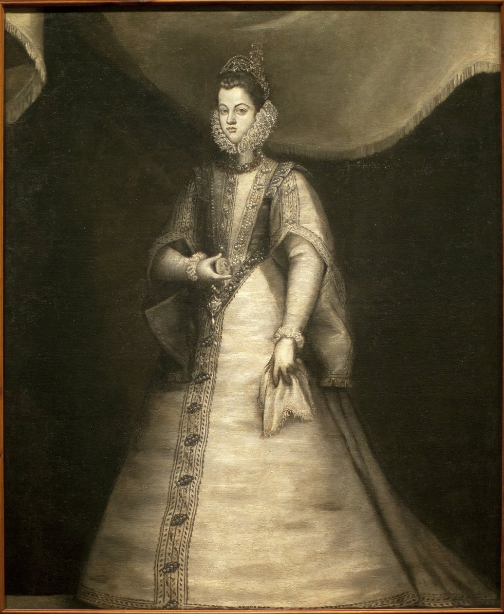 Portrét nemluvně Isabelle Claire Eugenie Rakouské (1566-1633) (Isabella Španělská). Obraz Blas de Prado (asi 1545-1599), olej na plátně od Blas del Prado