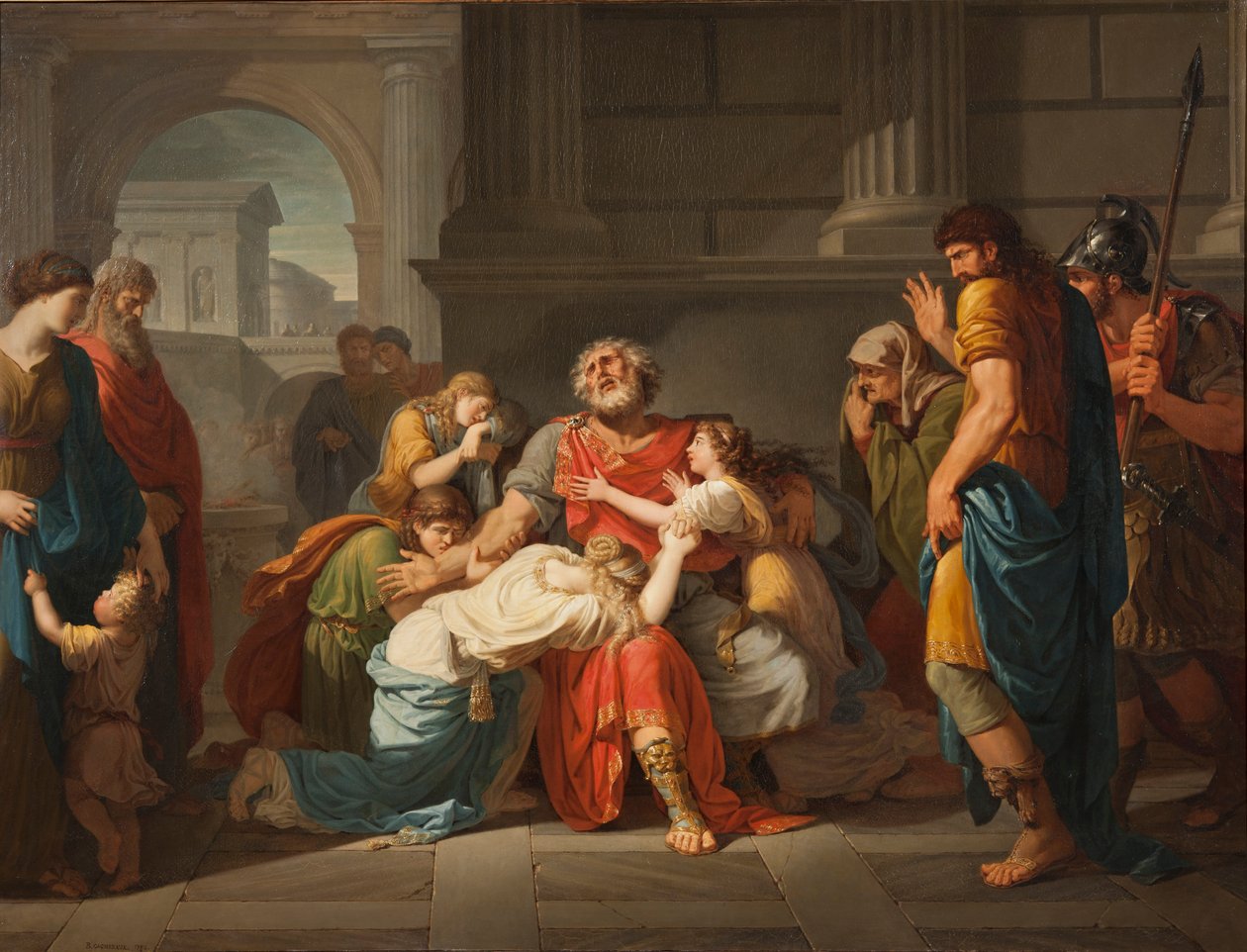 Slepý Oidipus vyznamenání svých dětí bohům od Benigne Gagneraux