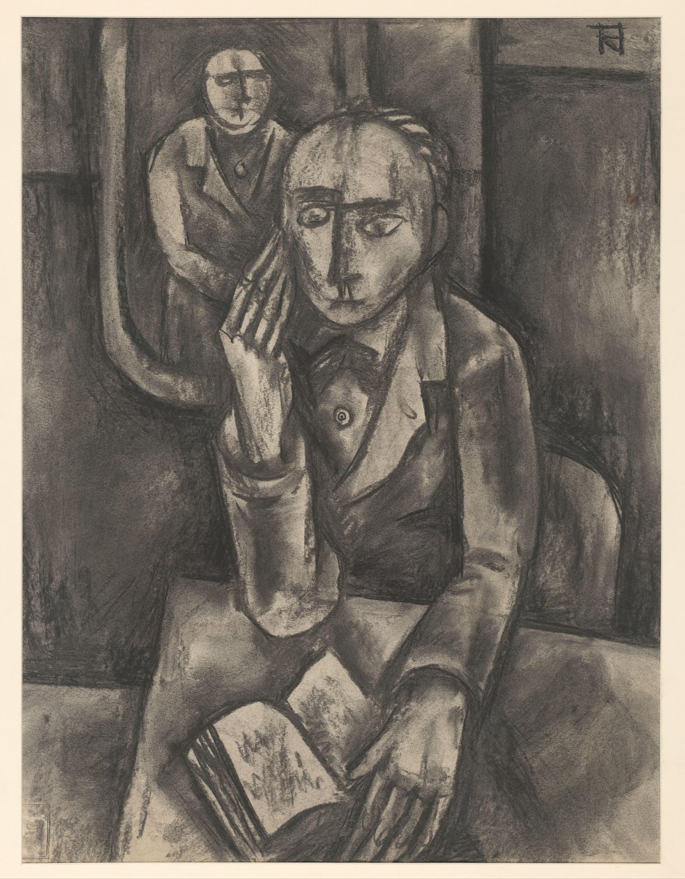 Muž sedí u stolu s otevřenou knihou od Bob Hanf (signed by artist)