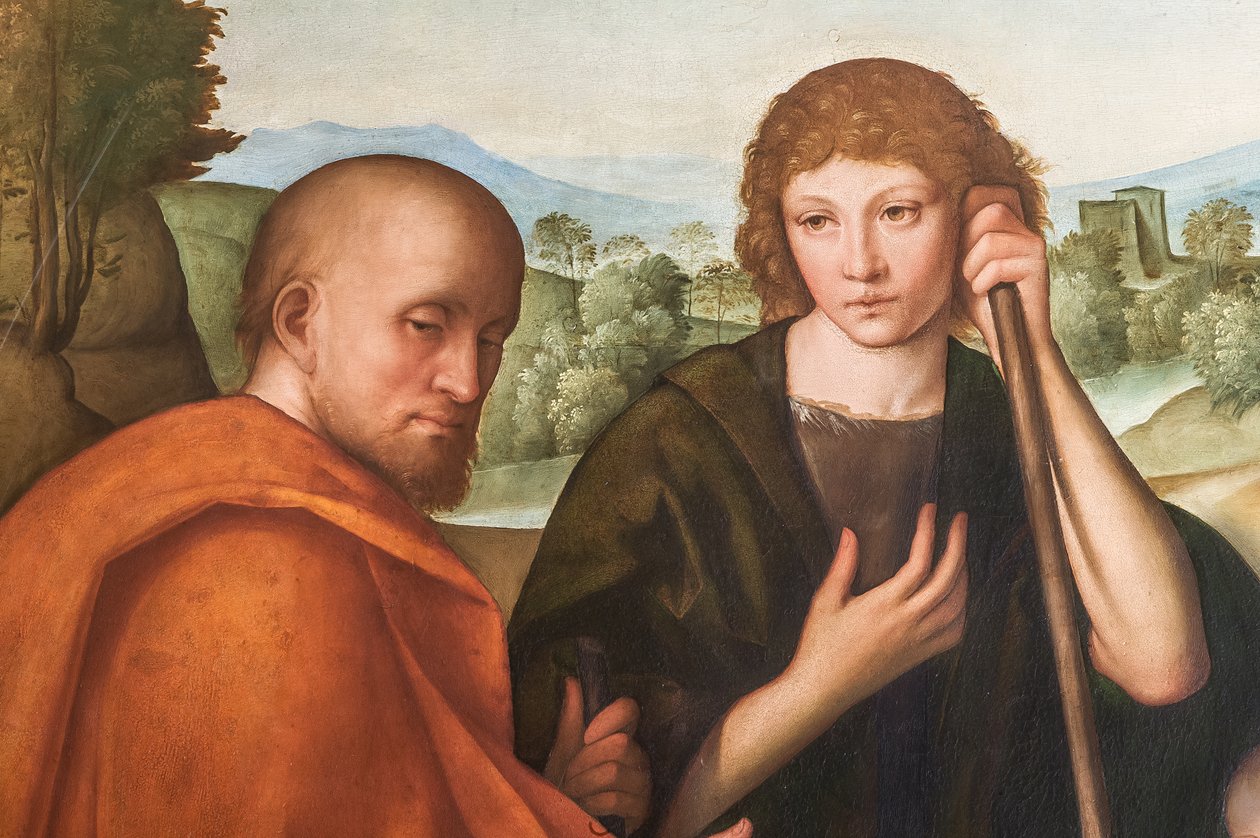 Klanění pastýřů Madona s Jezulátkem a dvěma pastýři, detail 2384594 od Boccaccio Boccaccino