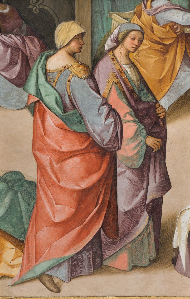 Central Nave, Second North Span, Birth of the Virgin, Boccaccio Boccaccino 1514-15, Detail od Boccaccio Boccaccino