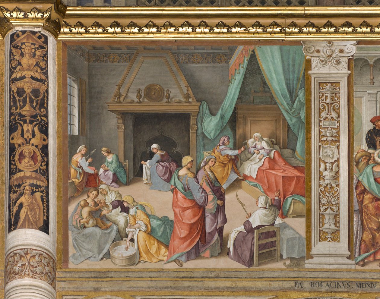 Central Nave, Second North Span, Narození Panny Marie, Boccaccio Boccaccino 1514-15 od Boccaccio Boccaccino