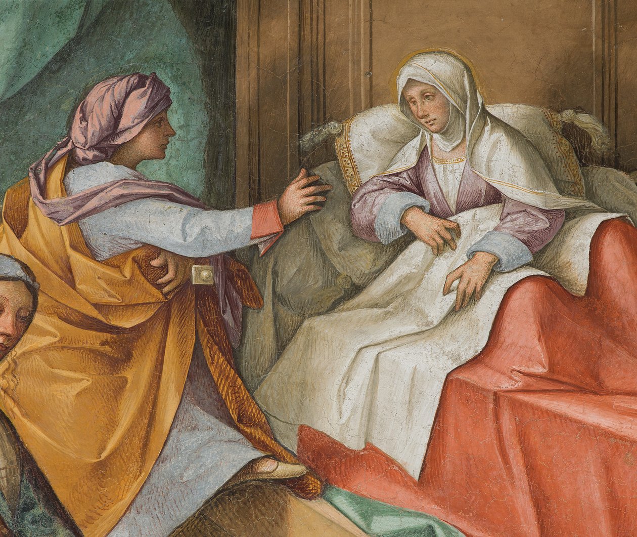 Central Nave, Second North Span, Birth of the Virgin, Boccaccio Boccaccino 1514-15, Detail od Boccaccio Boccaccino