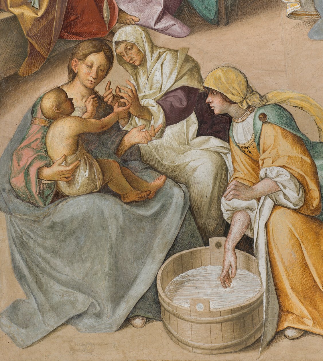 Central Nave, Second North Span, Birth of the Virgin, Boccaccio Boccaccino 1514-15, Detail od Boccaccio Boccaccino