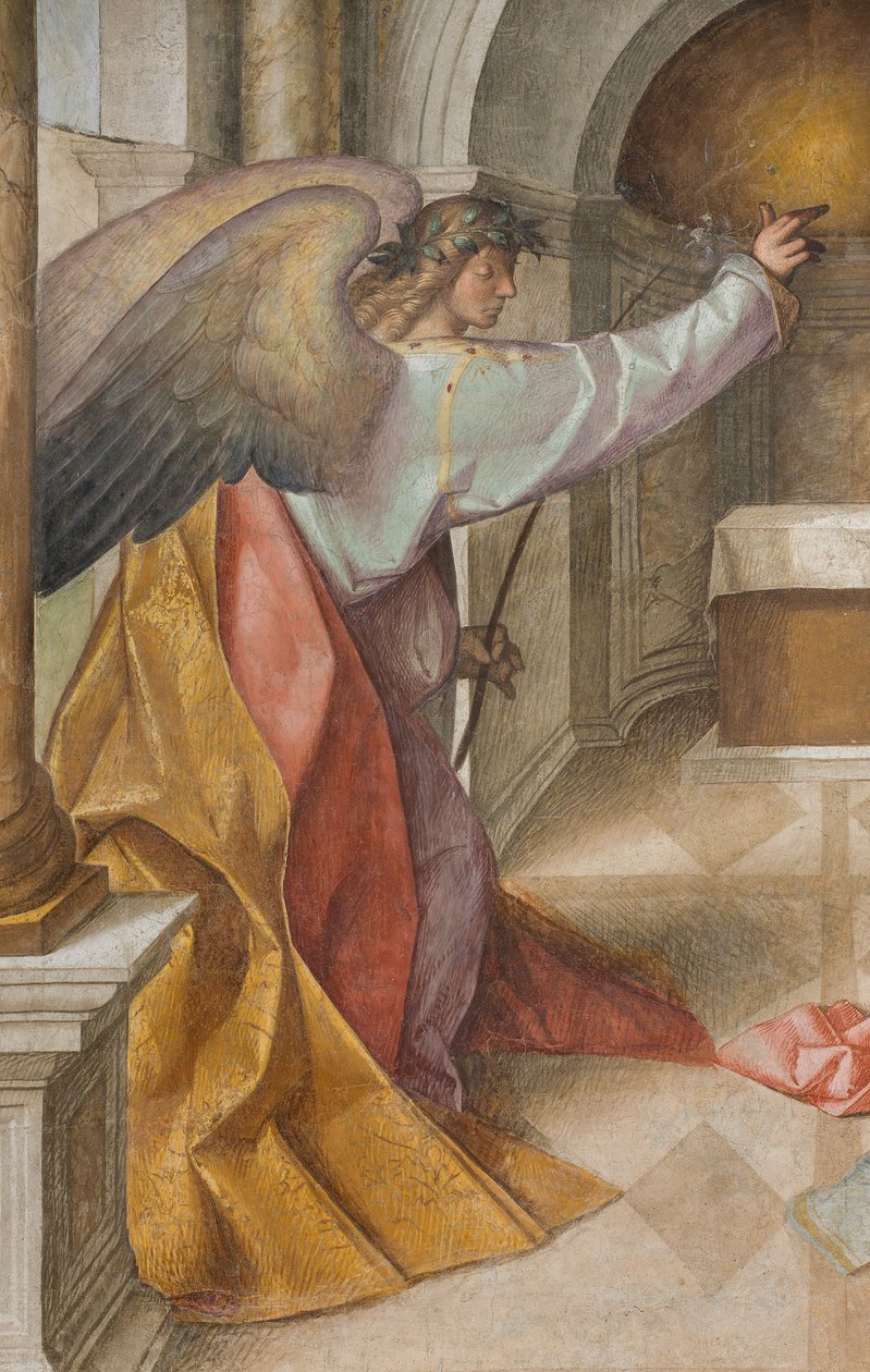 Centrální loď, Třetí severní pole, Zvěstování, Boccaccio Boccaccino 1516-17, Detail od Boccaccio Boccaccino