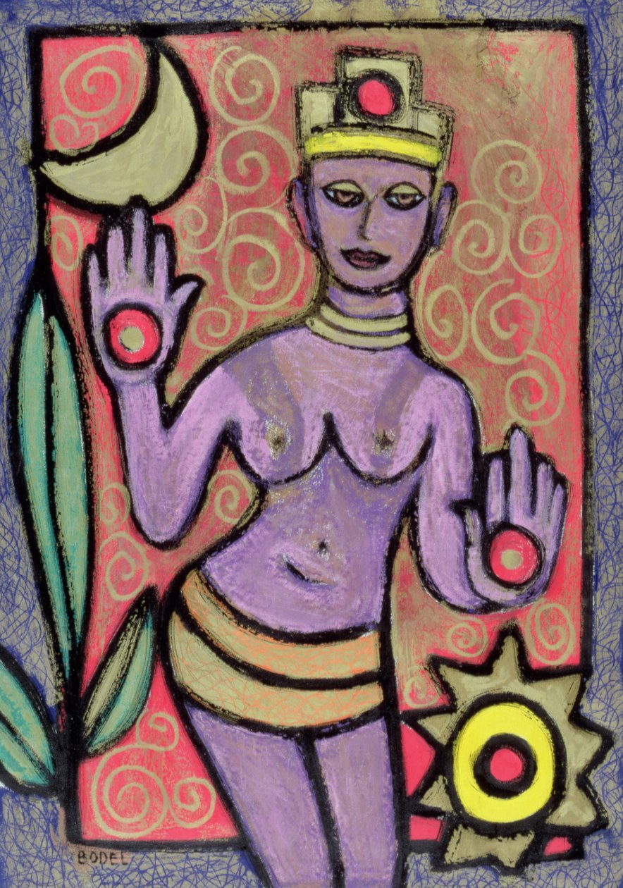 Bohyně, 2002 (olej, pastel a tuš na papíře) od Bodel Rikys