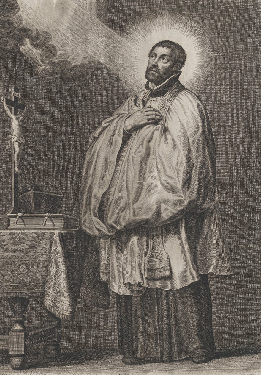 Svatý František Xaverský s božským světlem vyzařujícím k němu zleva nahoře,..., ca. 1623-33. od Boetius Adams Bolswert