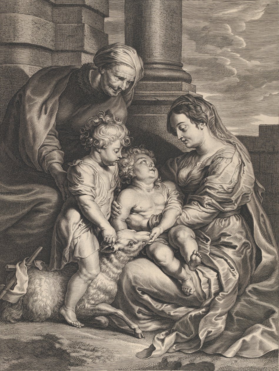 Dítě Panny a Krista se svatou Annou a svatým Janem Křtitelem, ca. 1640-59.. od Boetius Adams Bolswert