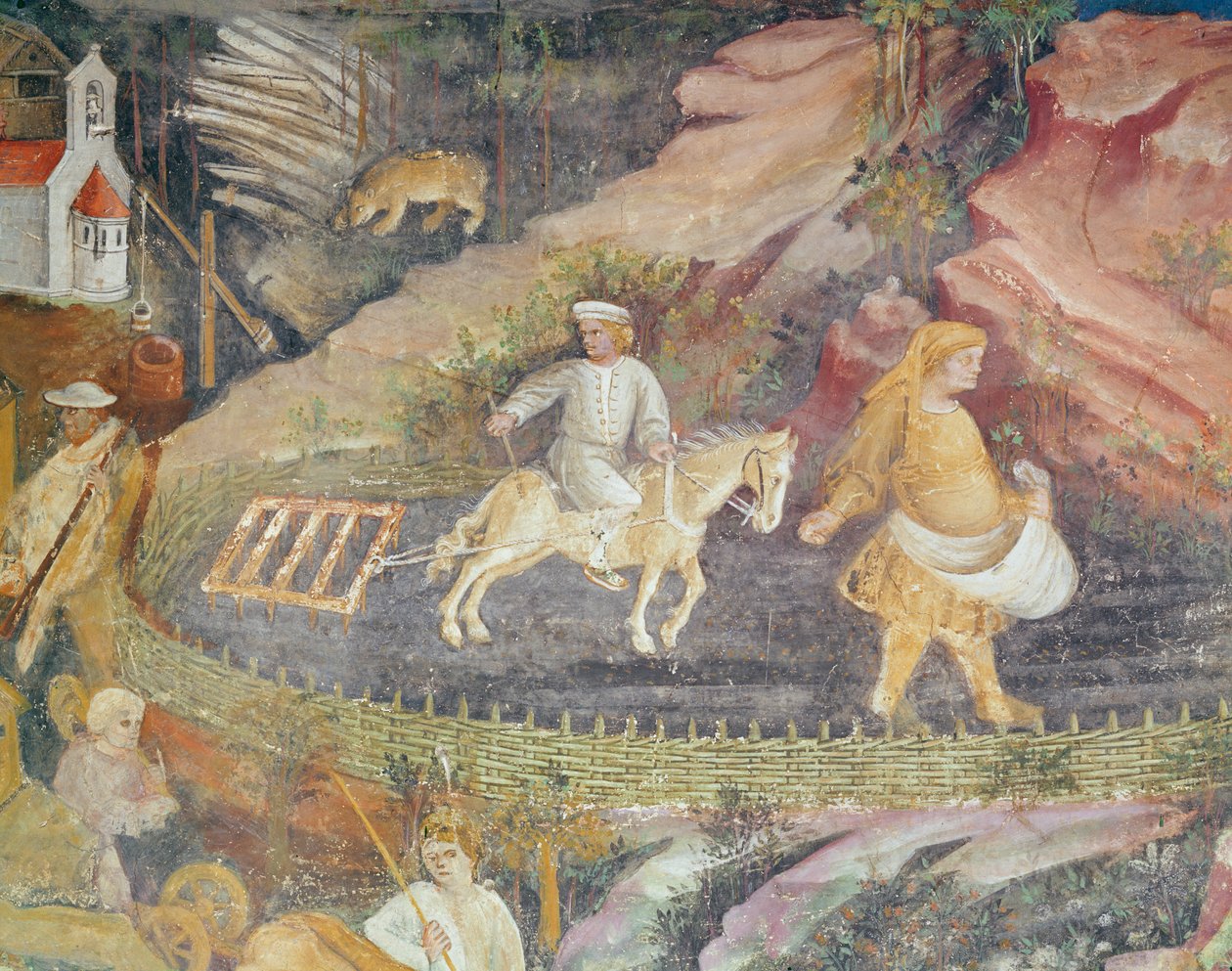 Měsíc duben, detail orby, cca 1400 od Bohemian School
