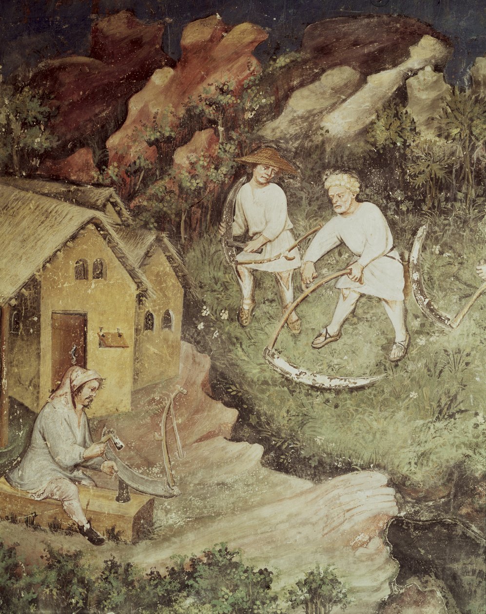 Měsíc červenec, detail sklizně, cca 1400 od Bohemian School