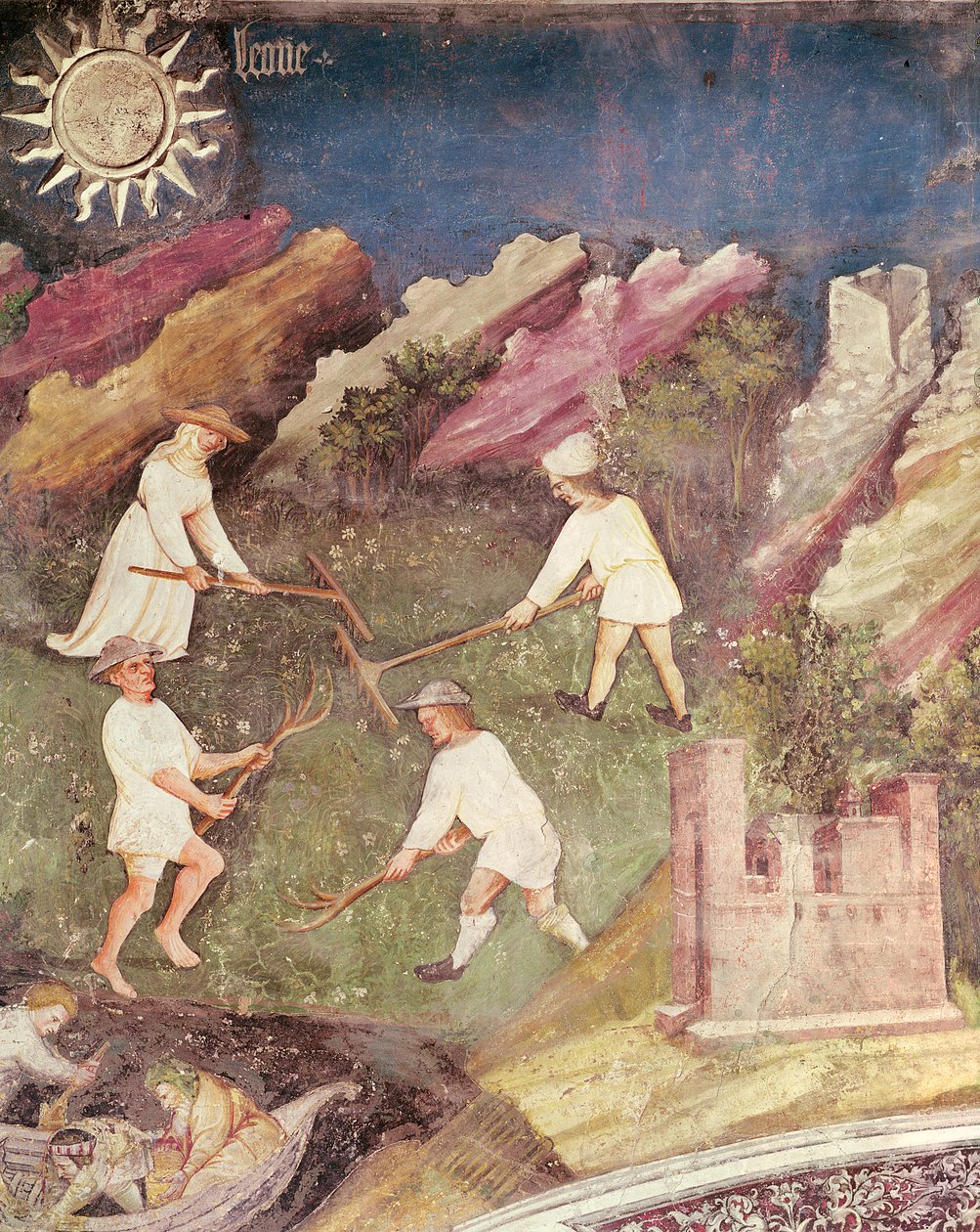 Měsíc červenec, detail sklizně, cca 1400 od Bohemian School