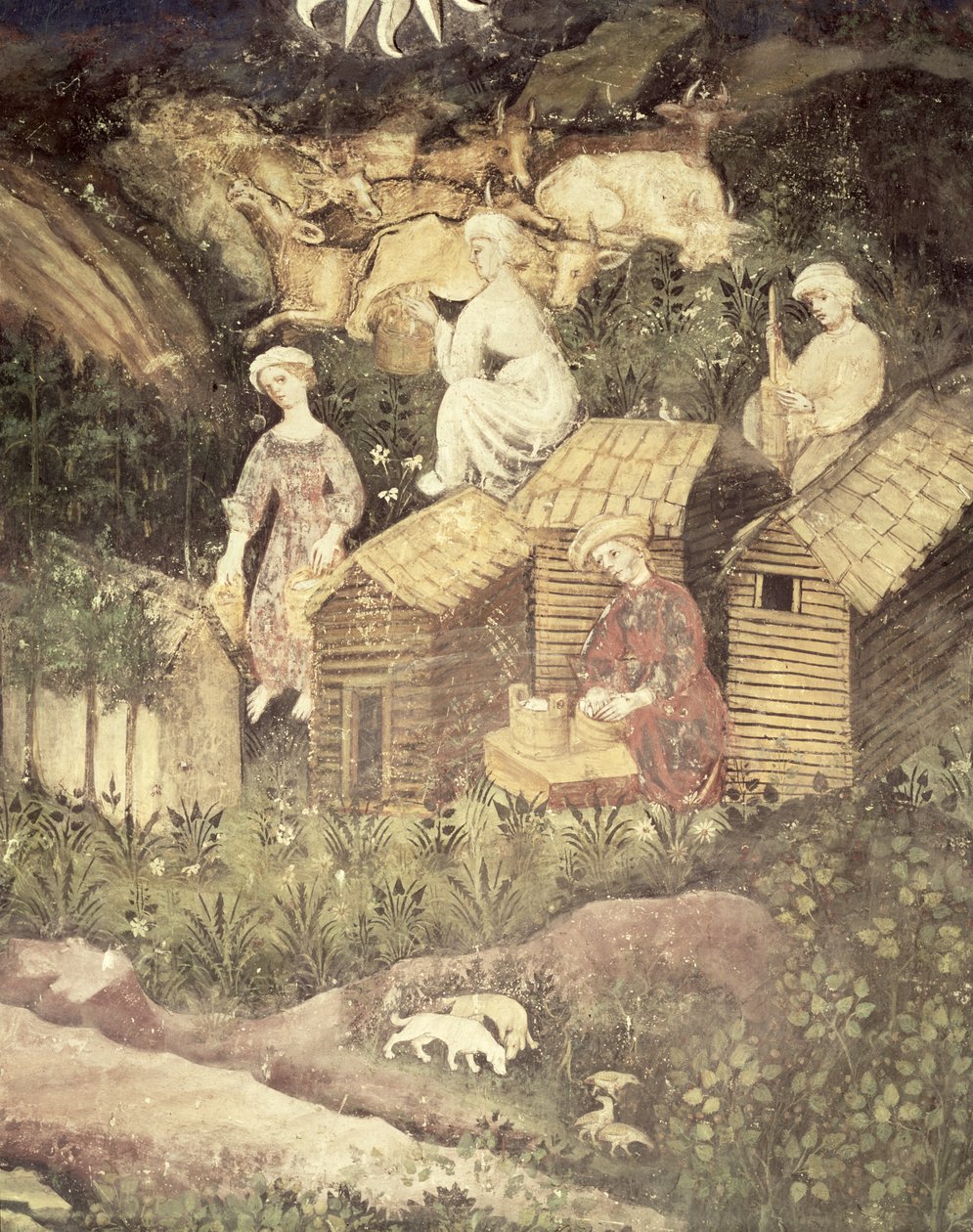 Měsíc červen, detail sběru medu, kolem roku 1400 od Bohemian School