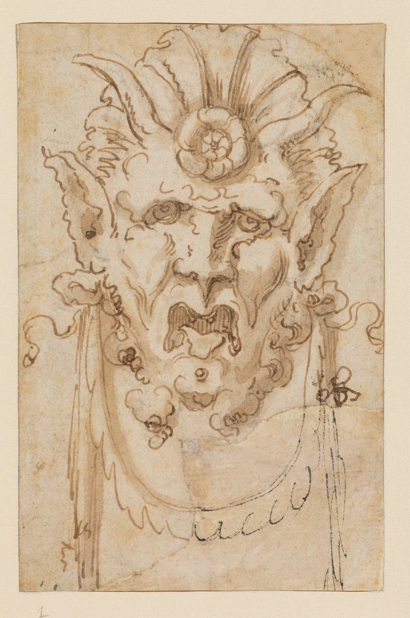 Groteskní maska, 17. století od Bolognese School