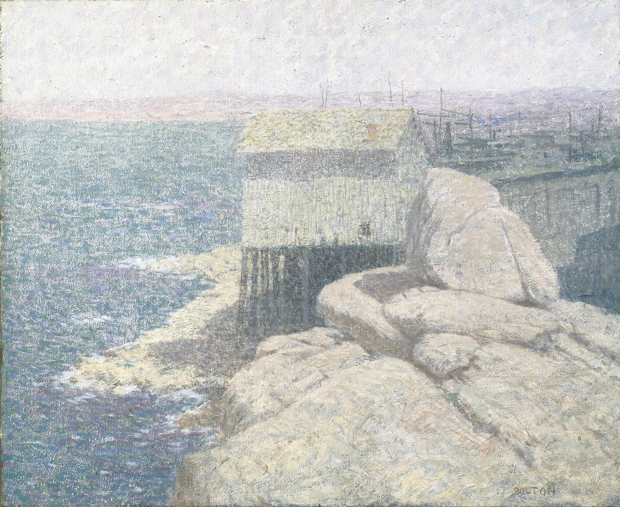 Čínská rybářská vesnice, Monterey Bay, Kalifornie (olej na plátně) od Bolton Coit Brown