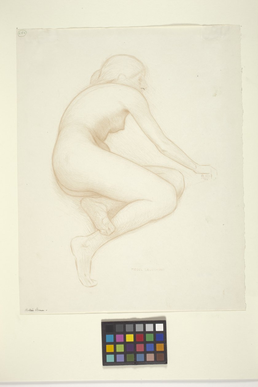 Model Crouching (inkoust na papíře) od Bolton Coit Brown