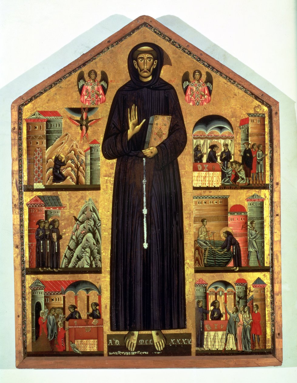 Sv. František z Assisi (asi 1182-1226) s výjevy z jeho života, 1235 (panel) od Bonaventura Berlinghieri
