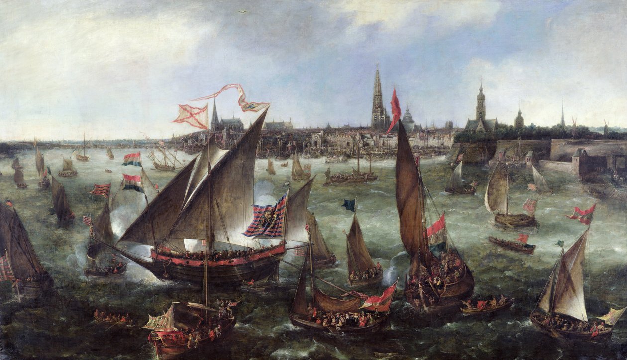 Pohled na přístav Antverpy během oslav dobytí Bredy, 1628 od Bonaventura Peeters