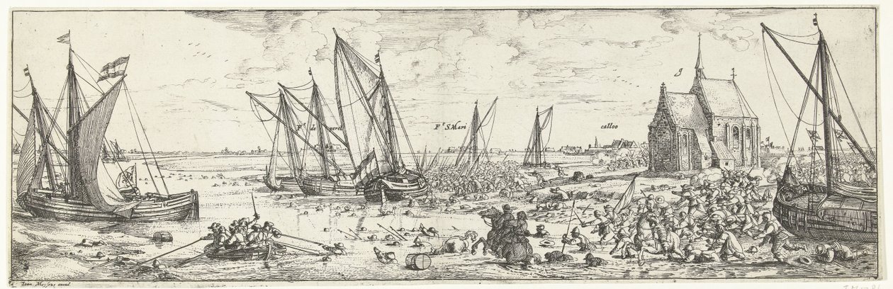 Neúspěšný útok na Fort Kallo, 1638 od Bonaventura Peeters (I)