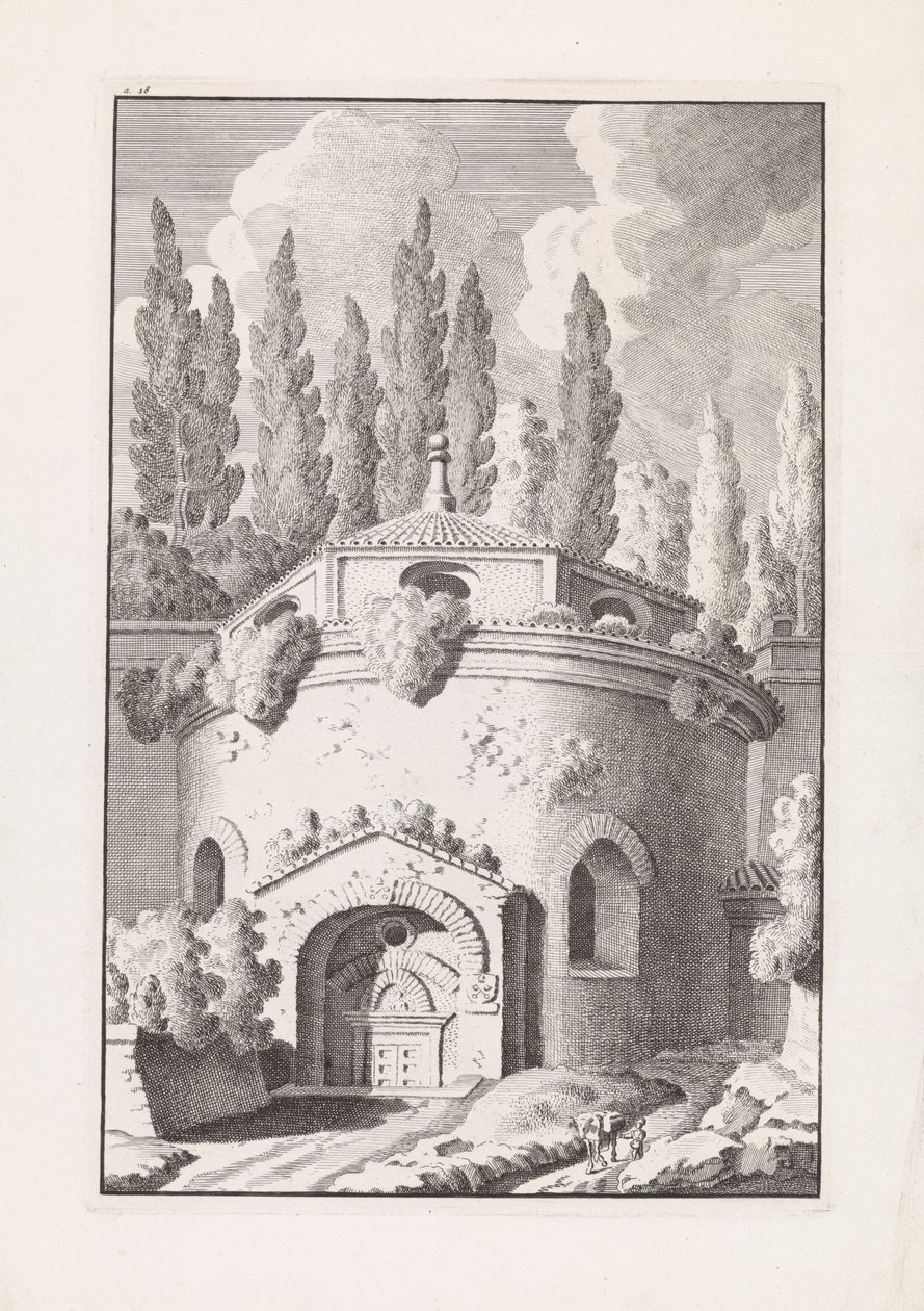 Ruïne van een Romeinse ronde Tempel Relikvie starověkého města Říma (název série) od Bonaventura van Overbeek