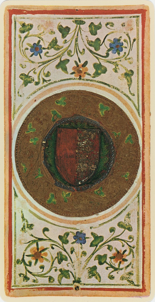 Eso mincí, faksimile tarotové karty z balíčku „Visconti“, 1441–47 od Bonifacio Bembo