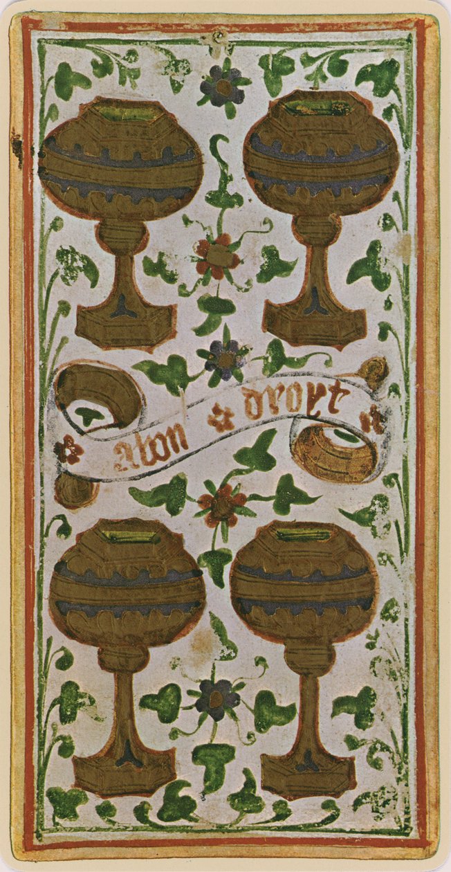 The Four of Cups, faksimile tarotové karty z balíčku 