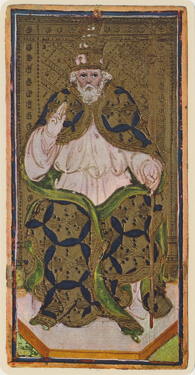 Papež, fascimile tarotové karty z balíčku "Visconti", 1441-47 od Bonifacio Bembo