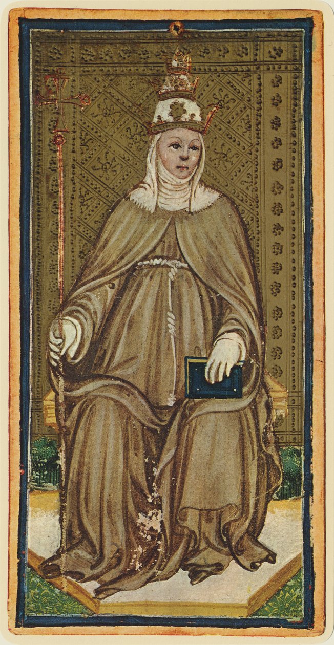 Papežka, fascimile tarotové karty z balíčku "Visconti", 1441-47 od Bonifacio Bembo