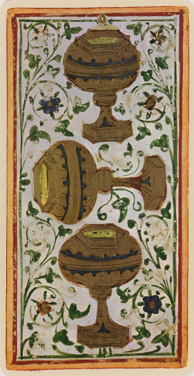 The Three of Cups, faksimile tarotové karty z balíčku 