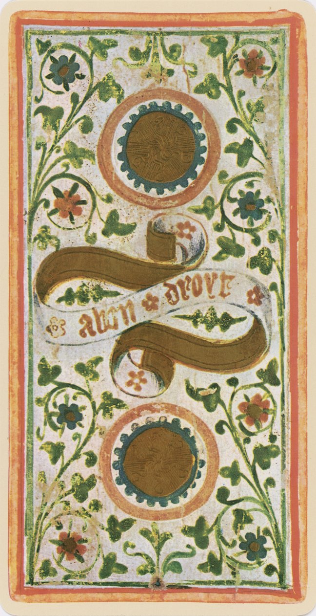Dvě mince, faksimile tarotové karty z balíčku Visconti, 1441-47 od Bonifacio Bembo