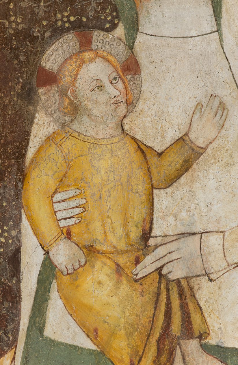 Severní transept, oltář sv. Michaela Archanděla, za oltářním obrazem fresky od Bonifacia Bemba, panna s dítětem, detail od Bonifacio Bembo