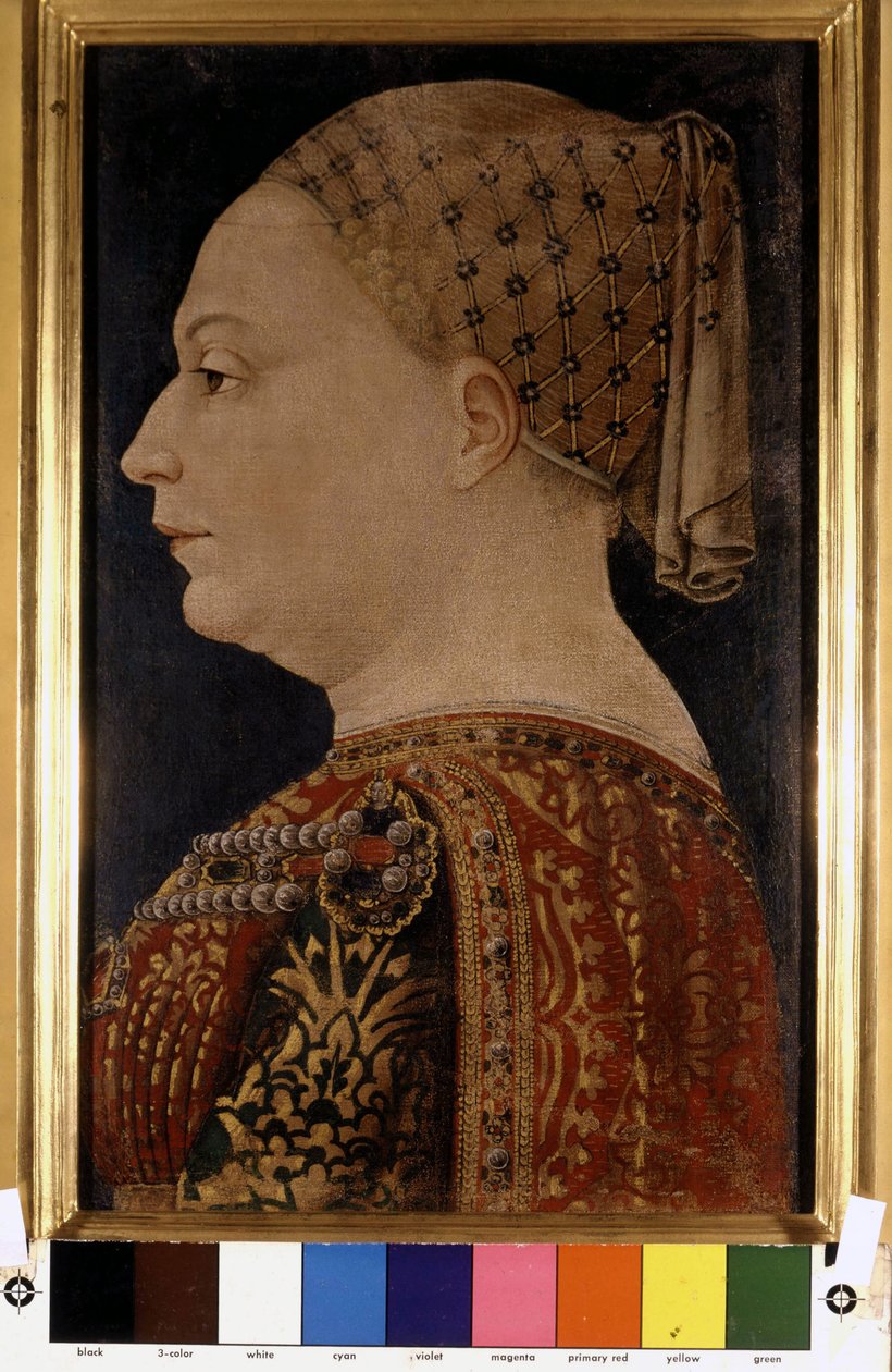 Portrét Biancy Marie Visconti, manželky Francesca Sforzy (1401-1466) od Bonofacia Bemba kolem roku 1470. Pinacoteca di Brera, Milán. od Bonifacio Bembo