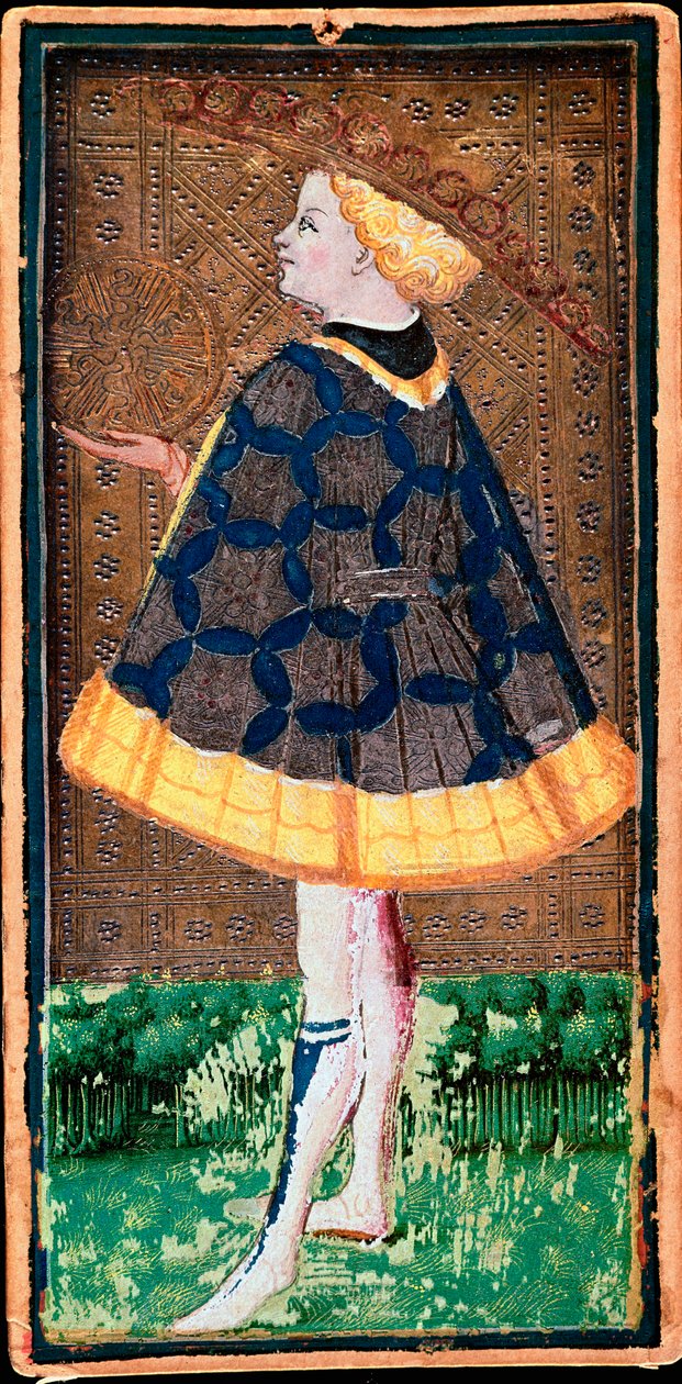Valet de denier karta. Mapa tarotové hry, kterou vytvořil Bonifacio Bembo (1420-1482) pro Filippa Maria Viscontiho, asi 1440. Bergamo. Galerie Akademie Carrara od Bonifacio Bembo