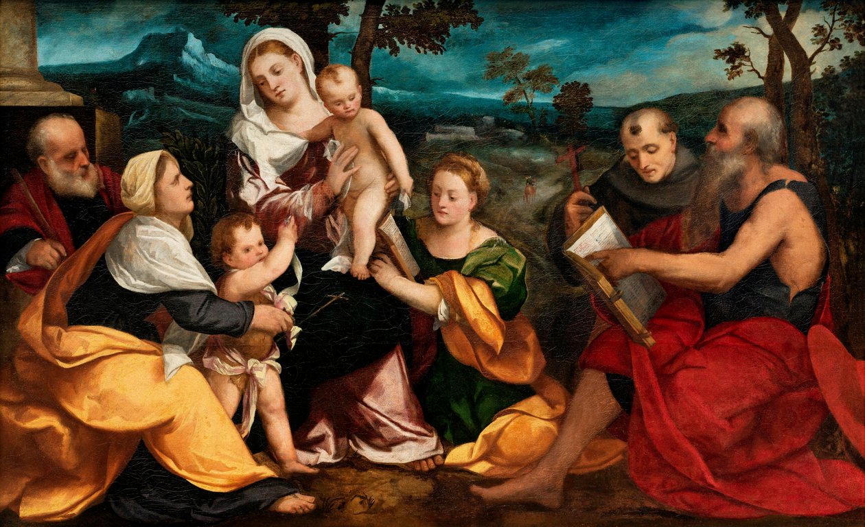 Svatá rodina obklopená světci, asi 1530 (olej na desce) od Bonifazio Veronese